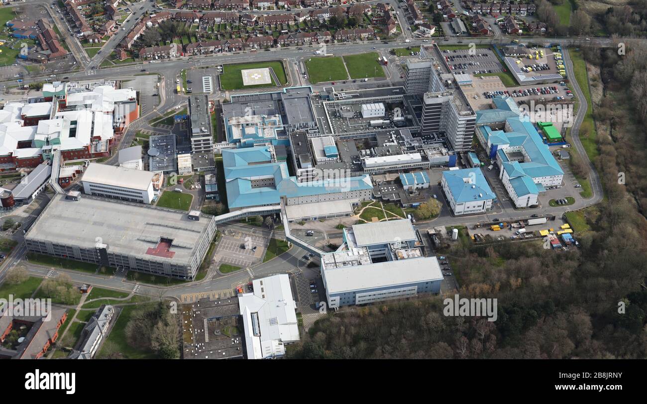 Luftaufnahme des Aintree University Hospital, Liverpool Stockfoto