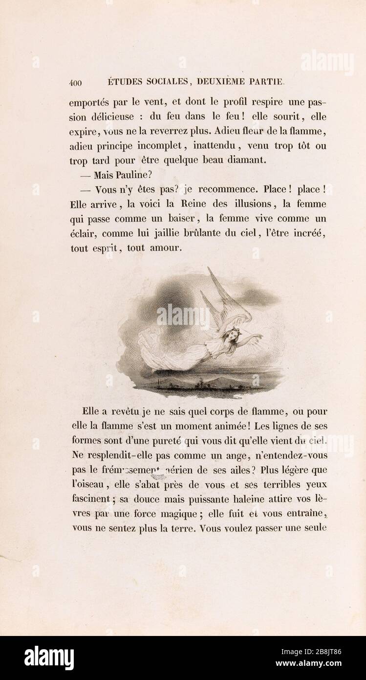 [Evocation de Pauline] Anonyme. 'La Peau de chagrin', roman d'Honoré de Balzac (1799-1850), édition illustrie. "Evocation de Pauline". Tiefdruck sur acier. Edition H. Delloye et Victor Lecou, im Jahr 1838. Paris, Maison de Balzac. Stockfoto