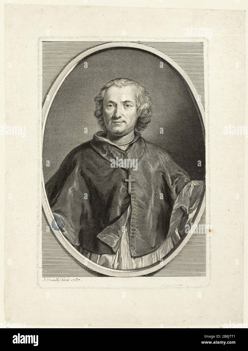 Porträt eines Geistlichen (Dutuit S. 242) Jean Daullé (1703-1763). Portrait d'un ecclésiastique (Dutuit S. 242). Burin, 1737. Musée des Beaux-Arts de la Ville de Paris, Petit Palais. Stockfoto