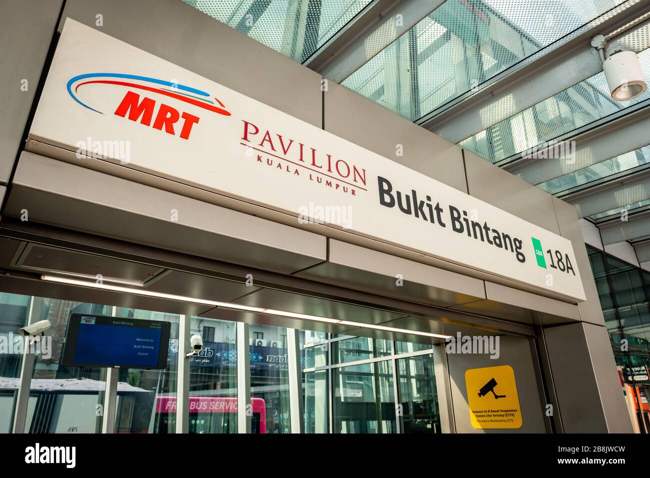 Bukit Bintang MRT Station, ein Eisenbahn-Transportsystem für die Großregion Kuala Lumpur. Stockfoto