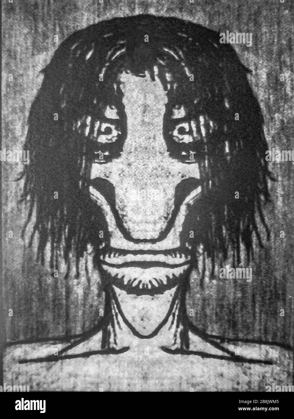 Schwarz-weißer Bleistift zeichnet Monsterman Portraitillustration Stockfoto