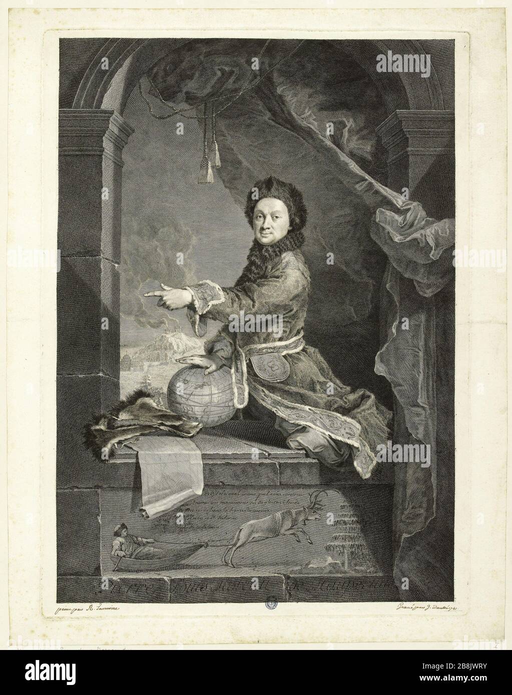 Pierre-Louis Moreau de Maupertuis von Headlands (Firm-Didot 351; IFF 18., S. 81) Jean Daullé (1703-1763). Pierre-Louis Moreau de Maupertuis d'après Tournières (Firm-Didot 351; IFF 18e, S. 81). Burin, 1741. Musée des Beaux-Arts de la Ville de Paris, Petit Palais. Stockfoto