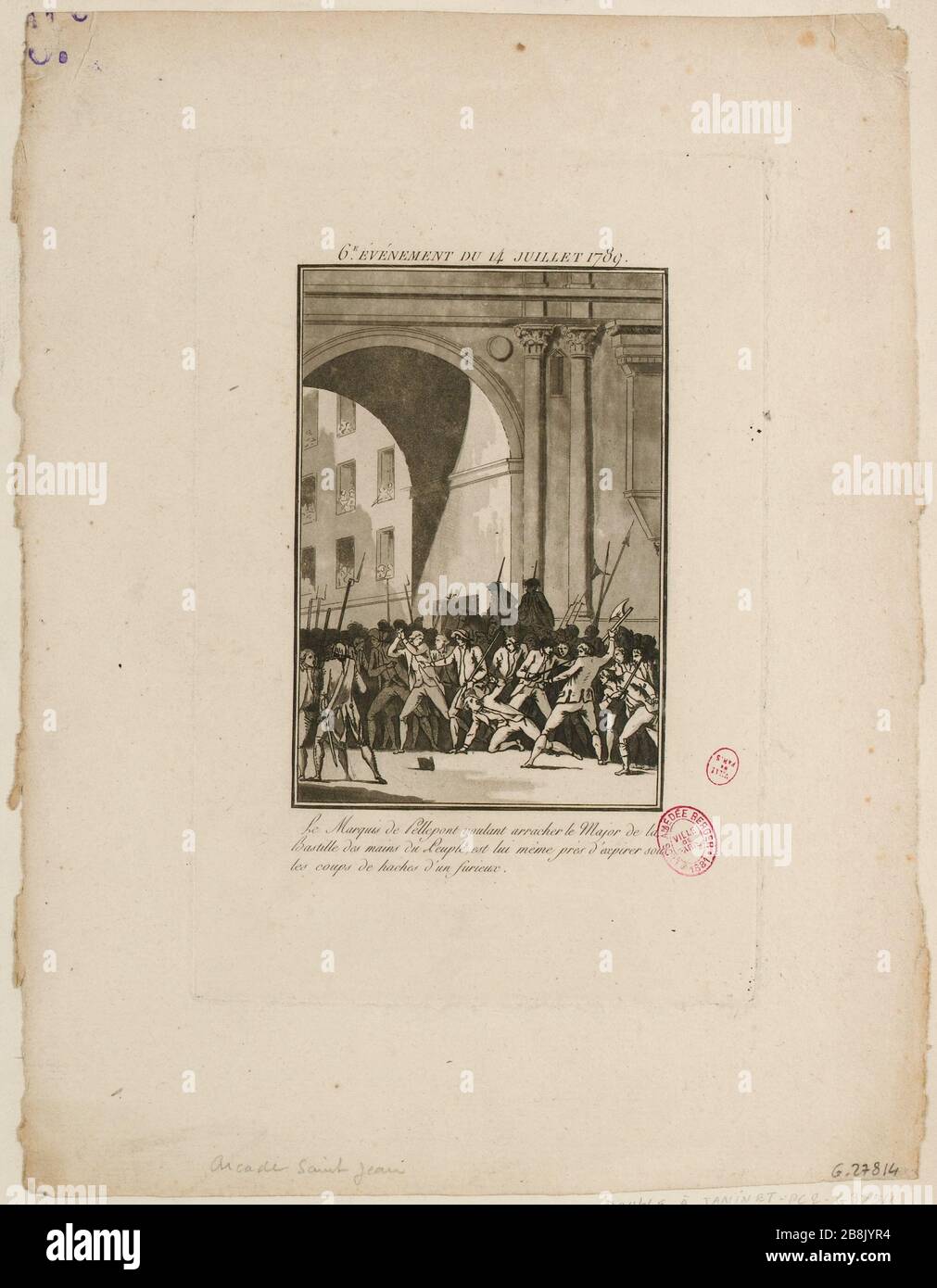 EREIGNIS VOM 14. JULI 1789. Der Marquis von Pellepont will große Bastille Hände des Volkes ... (IT) Stockfoto