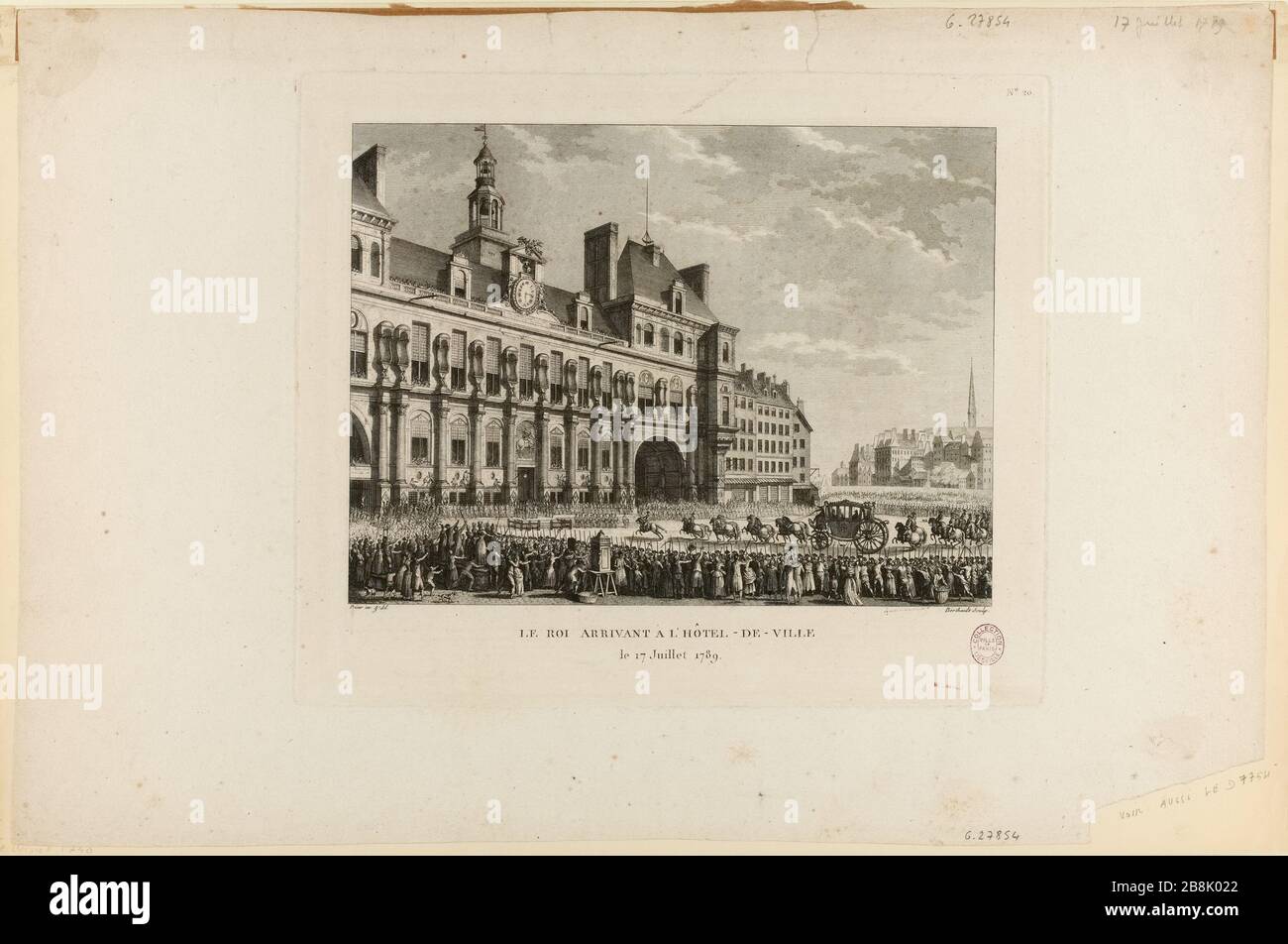 King's Arrival at City Hall, Place de Greve, 17. Juli 1789, dem heutigen Standort des Rathauses, 4. Bezirk. 20. Chart historische Tabellen der französischen Revolution (1791-1817). (Dummy-Titel) Stockfoto