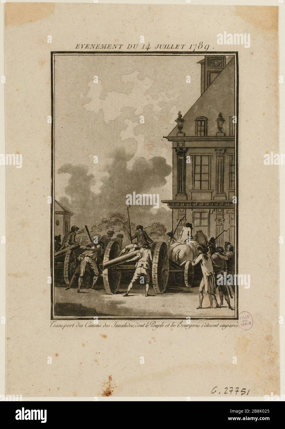 EREIGNIS VOM 14. JULI 1789 Verkehrskanonen Invaliden, deren Volk und Bourgeois beschlagnahmt hatten (IT) Stockfoto
