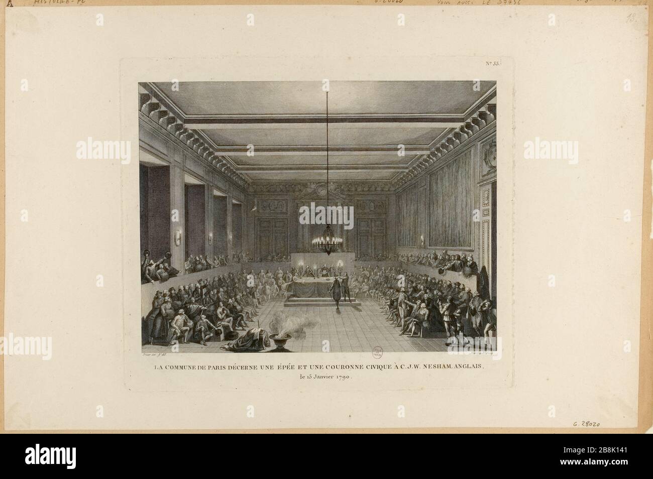 Die Stadt Paris hat dem englischen C. J. W. Nesham ein Schwert und eine Bürgerkrone verliehen. / 15. Januar 2008 (TI) Stockfoto