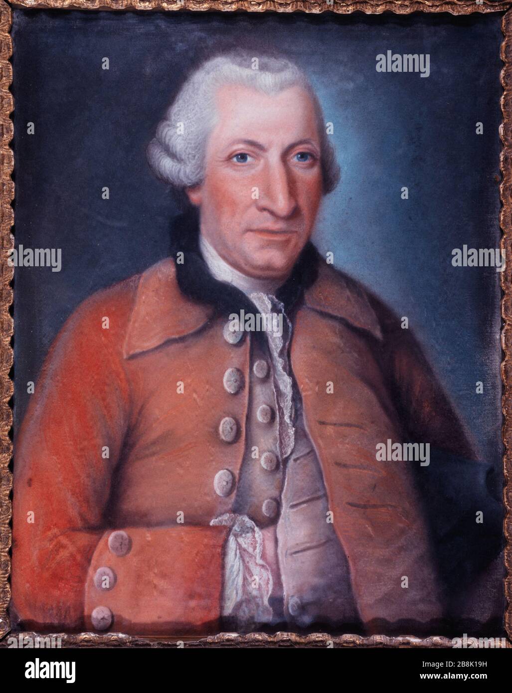 PORTRÄT VON LOUIS JEAN SAINT VON JUST REICHEBOURG - EHEMALIGER POLIZEIKAPELLMEISTER - RITTER VON ST LOUIS - VATER VON CONVENTIONNAL 'Portrait de Louis Jean Saint-Just de Richebourg, ancien Capitaline de Gendarmerie, chevalier de Saint-Louis, père du conventionnel'. Dessin. Paris, musée Carnavalet. Stockfoto