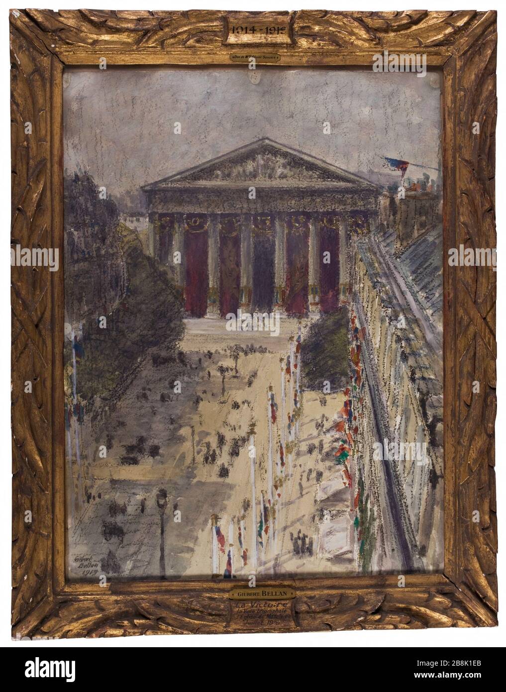 Royal Street am Tag des Siegesfeiertags, Juli 1919, Gilbert Louis Bellan (1860-1938). "La rue royale le jour de la Fête de la Victoire, juillet" von 1919. Pastell. Paris, musée Carnavalet. Stockfoto