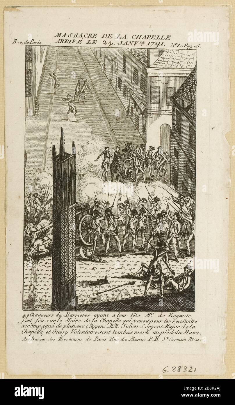 Rev. Von Paris / # 81. S.116. / Massakerkapelle / kam am 24. Januar 1791 an. (TI) Stockfoto