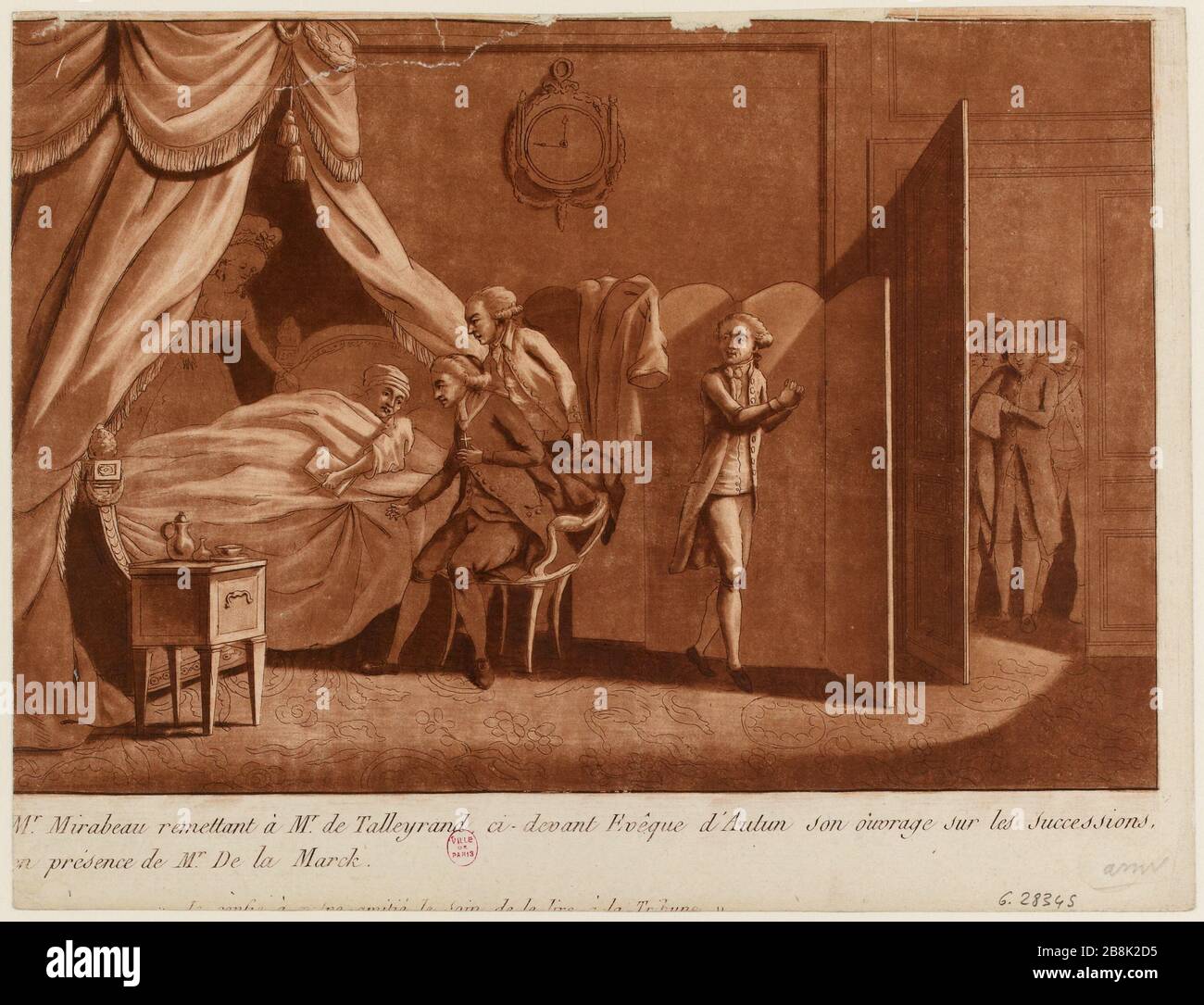 Herr Mirabeau übergibt Herrn de Talleyrand, Bischof von Autun, seine Arbeit über Landstände, / in Anwesenheit von de la Marck. (IT) Stockfoto