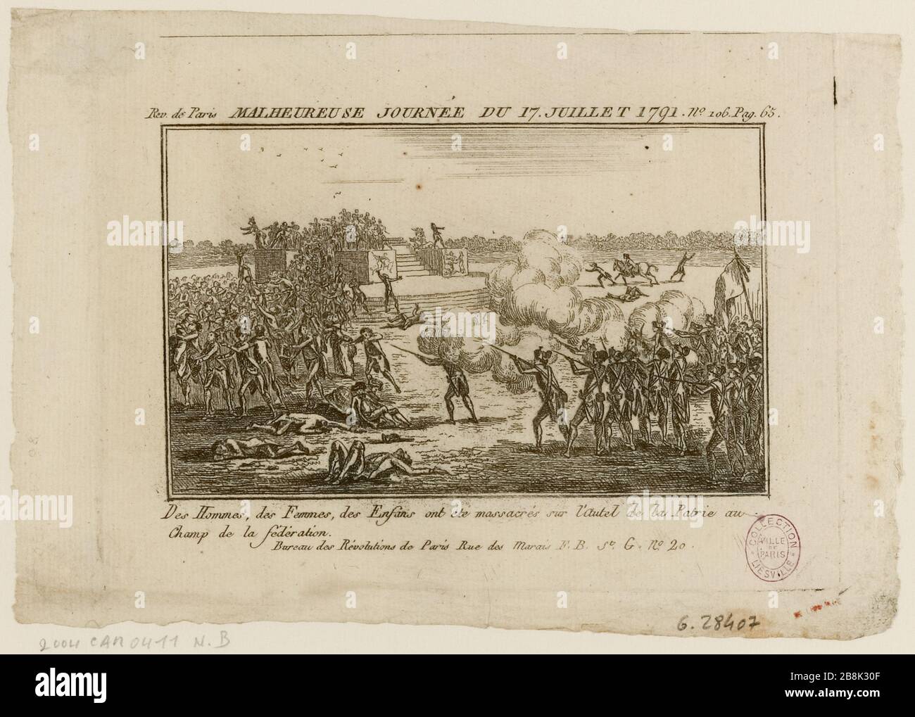 Verunglückter Tag des 17. Juli 1701 / Rev. Paris - Nº106.Pag.65 (IT). Stockfoto