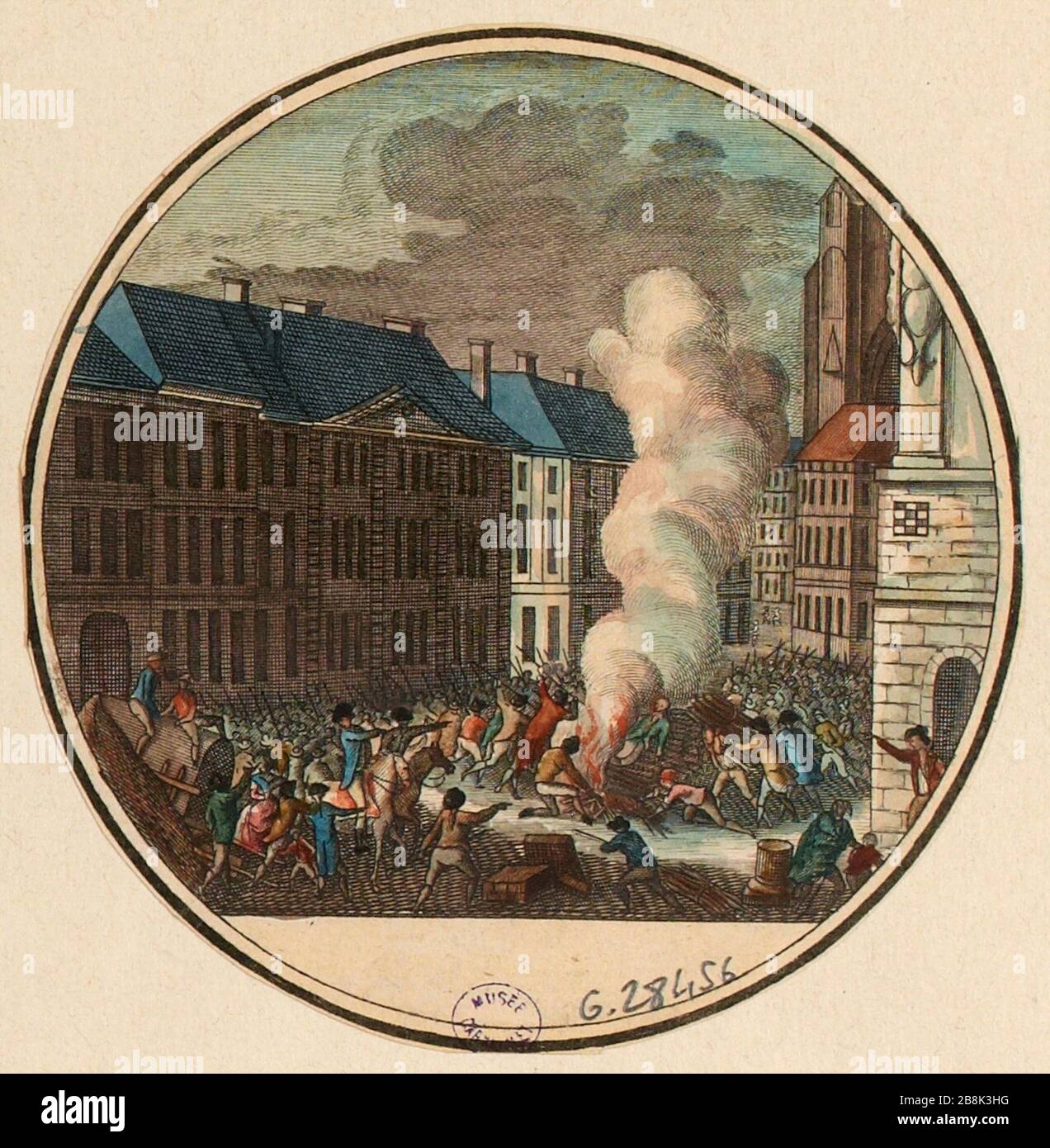 Französische Revolution: Der Leichnam von General Dillon (1745-172) brannte am 29. April 1792 in Lille in der Öffentlichkeit. Nº77 Brett 5 der History-Galerie ... (Dummy-Titel) Stockfoto