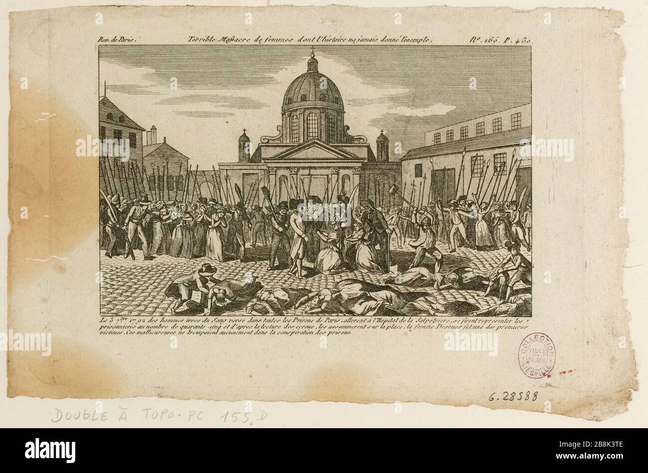 Massaker an Prostituierten im Krankenhaus Salpêtrière 3. September 1792, heutiges 13. Viertel. Druck Nr. 165, S.430 die Pariser Zeitung "Umdrehungen vom 1. Bis 8. September". (Dummy-Titel) Stockfoto