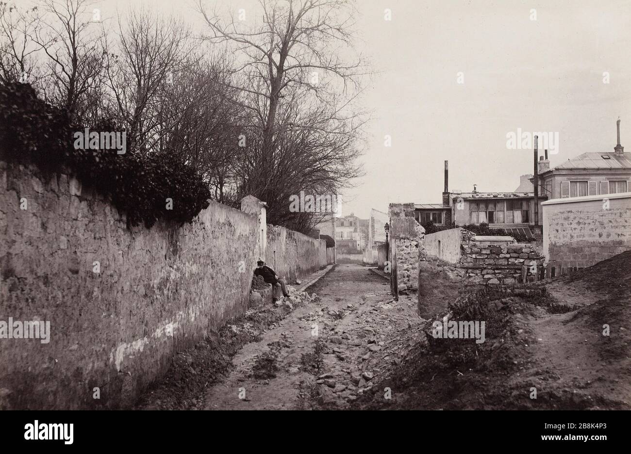 AVENUE OF COMMANDER (Straße von Alesia). "Avenue des Commanders, Blick von der Straße Alesia, 14. Pariser Avenue du Commandeur, vue pry de la rue d'Alésia. Paris (XIVème arr.), 1872-1882. Photographie de Charles Marville (13-1879). Paris, musée Carnavalet. Stockfoto