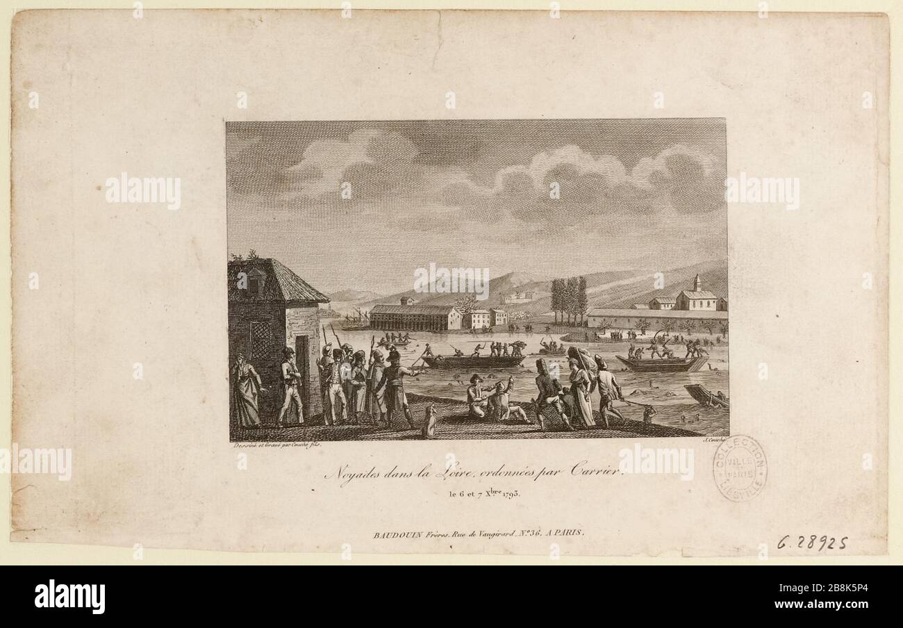 Ertränken in der von Carrier bestellten Loire-Loiré, 6 und 7 Xbre 1710. (TI) Stockfoto