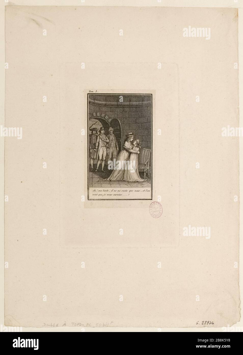 Französische Revolution: 21. Tag, Floral, II. Oder 10. Mai, 1704. Abschied von Madame Elisabeth, Schwester von Ludwig XVI., und Madame Royale, Tochter von Ludwig XVI. Im Tempelgefängnis (Dummy-Titel). Stockfoto