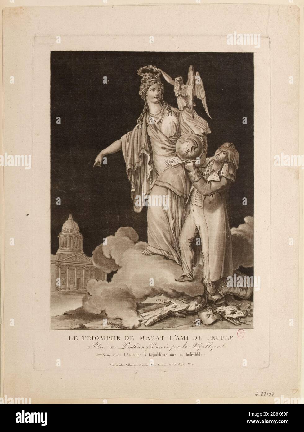 Le Triomphe de Marat the Bush - Place au Panthéon by the French Republic - The 5eme Sanculotide an 2 de la République une et unteilbar. (TI) Stockfoto