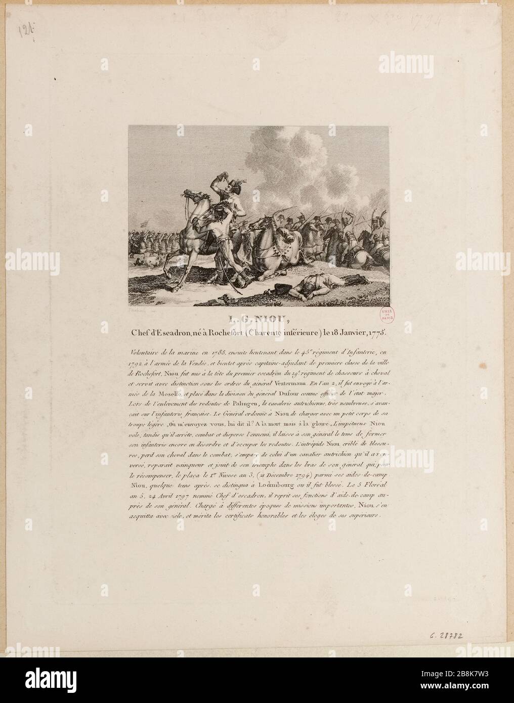 Französische Revolution: Nr. 11 Pracht der französischen Nation und der Verbündeten Mächte L. G. Niu, Geschwaderführer, geboren am 18. Januar 1775 in Rochefort (Charente Lower). (Dummy-Titel) Stockfoto