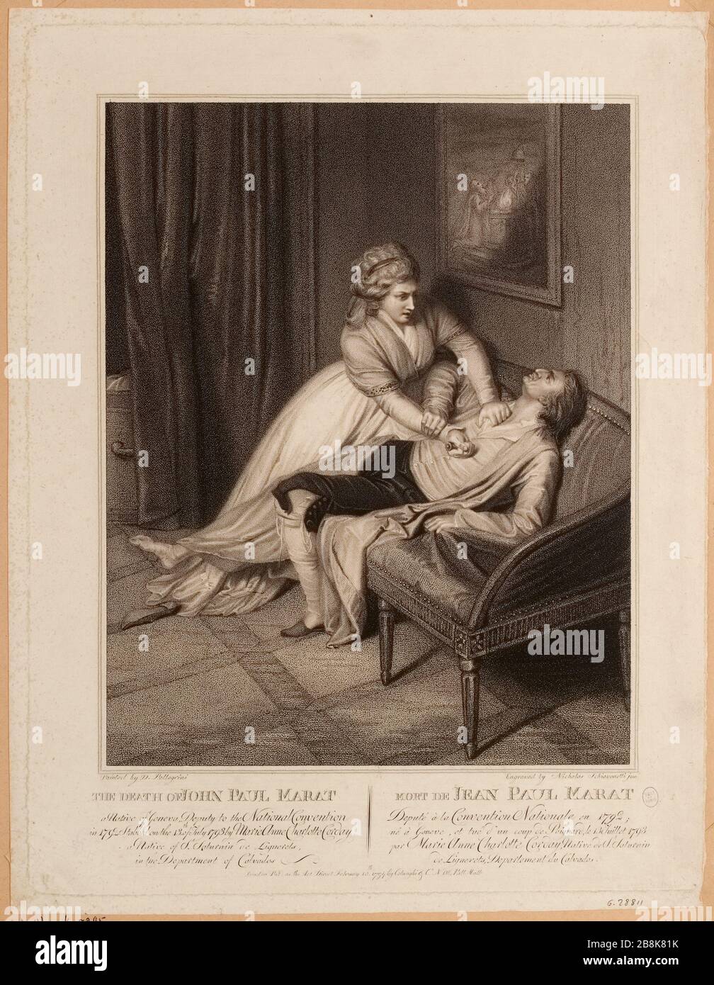 Ermordung von Jean-Paul Marat durch Charlotte Corday, 13. Juli 1793. Französische Revolution. (Dummy-Titel) Stockfoto