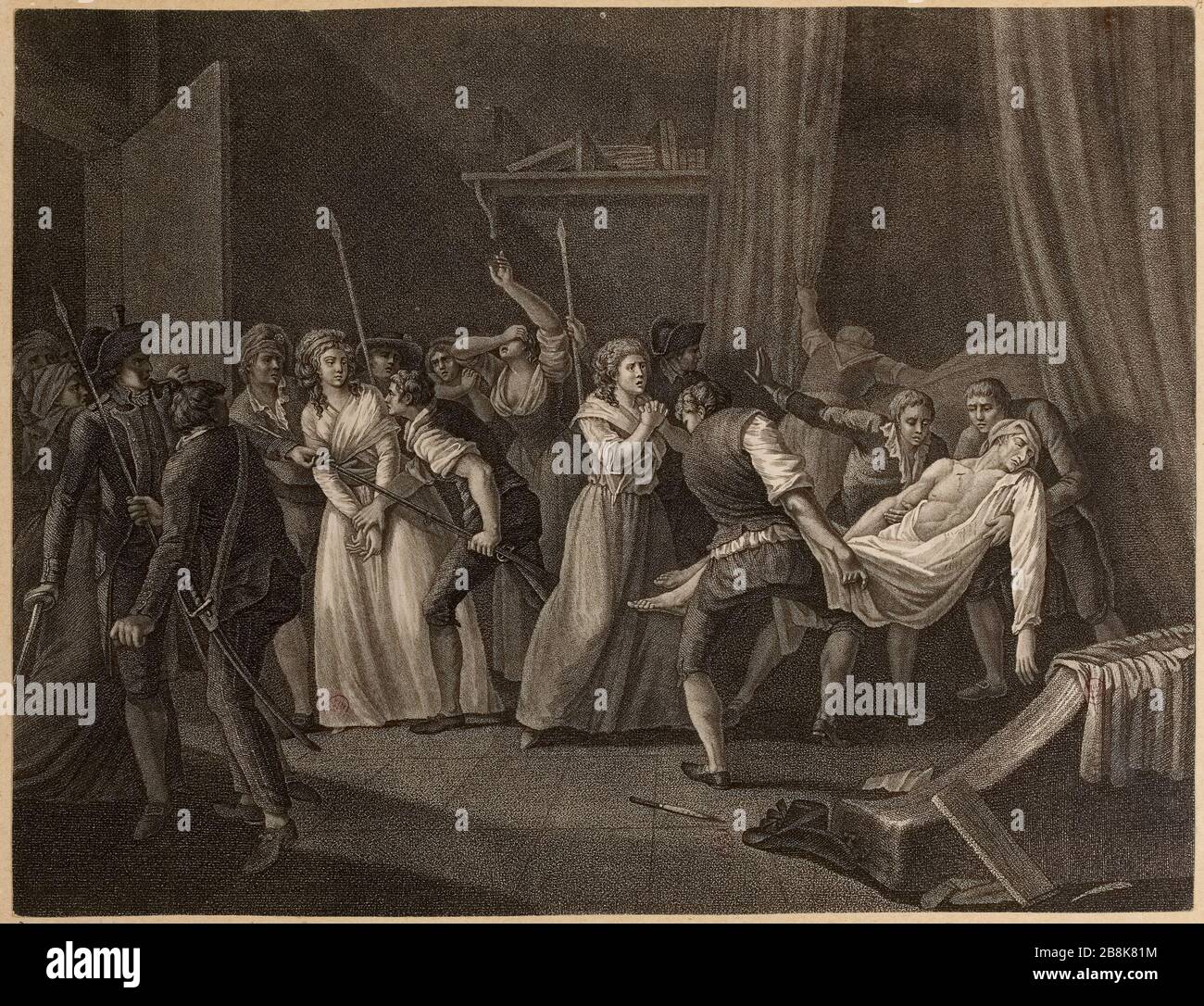 Ermordung von Jean-Paul Marat durch Charlotte Corday, 13. Juli 1793. Französische Revolution. (TF) Stockfoto