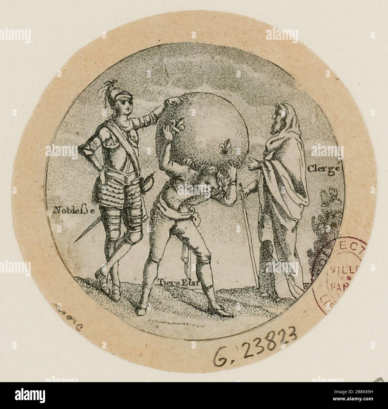 Medaillon. Allegorie auf die drei Orden: Adel, Klerus und drittes gut. Französische Revolution Ancien Regime, 1789. (Dummy-Titel) Stockfoto