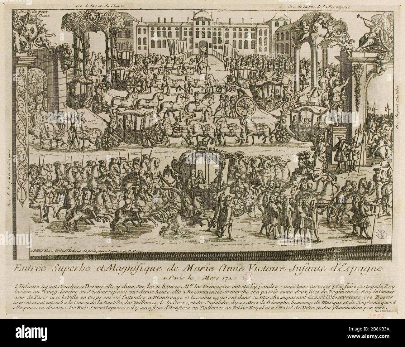 Eingang großartige und prächtige Mary Anne Victoire Infanta von Spanien im März 1722 in Paris. (TI) Stockfoto