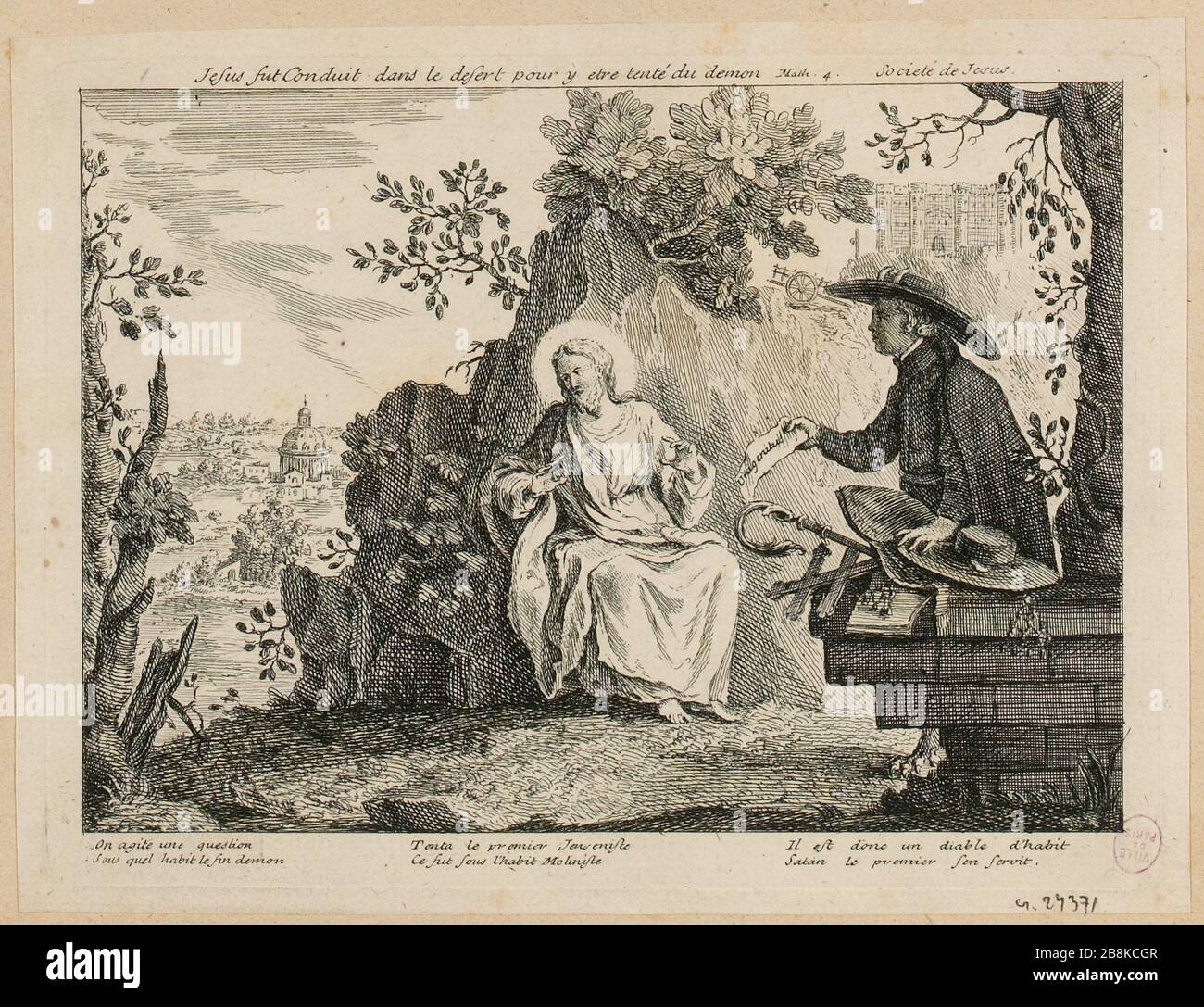 Jesus wurde in die Wildnis geführt, um vom Teufel verleitet zu werden. (IT) Stockfoto