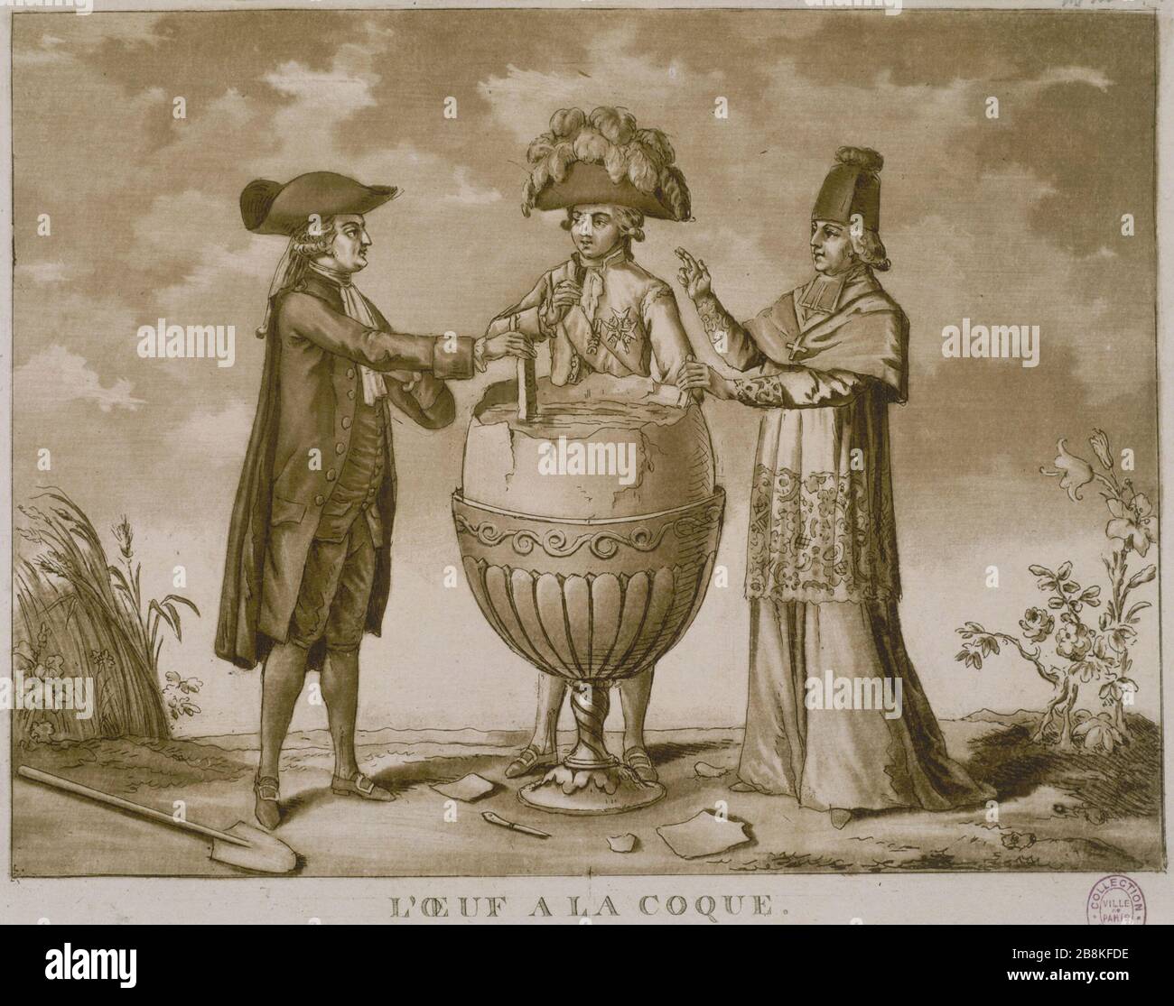 DAS GEKOCHTE EI "L'Oeuf à la coque", Aquatinte Anonyme. Paris, musée Carnavalet. Stockfoto