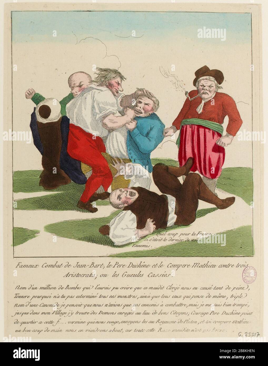 Berühmte Schlacht von Jean-Bart, der Pere Duchene und Compere Mathieu gegen drei Aristokraten oder Gueules Cassées. (TI) Stockfoto