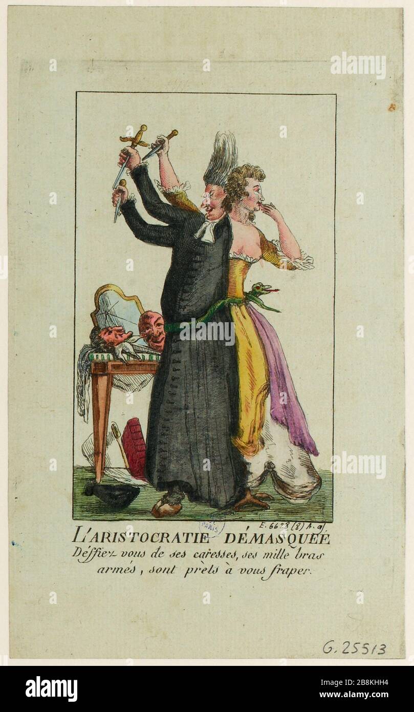 Die Aristokratis Démasquée / Déffiez vous de ses Caresses, her thousand Arms / armées, Prets sont à vous fraper. (TI) Stockfoto