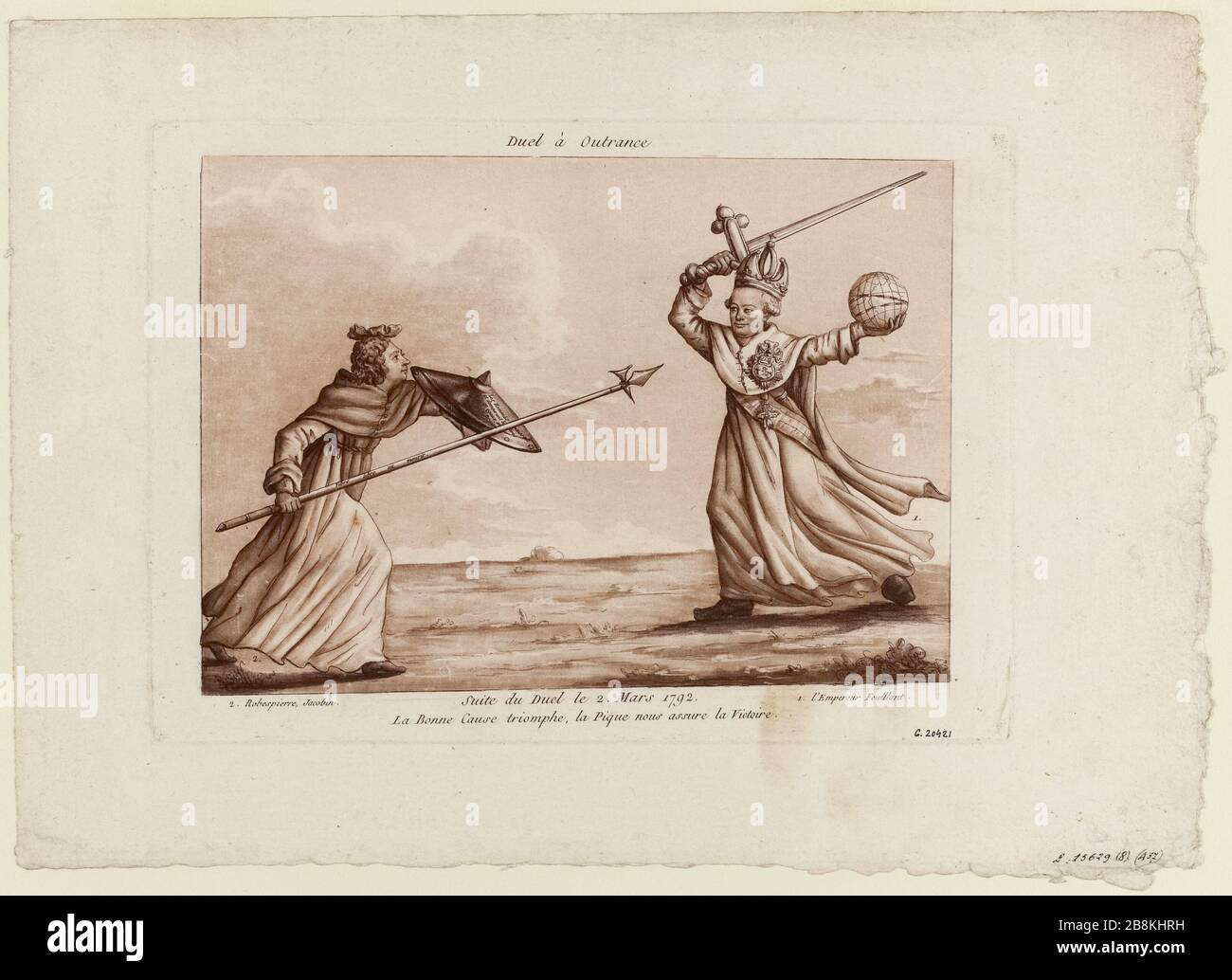 Duell Outrance / Fortsetzung des Duells 2. März 1792 / guter Cause Triumph, versichert uns der Piqque den Sieg. (IT) Stockfoto