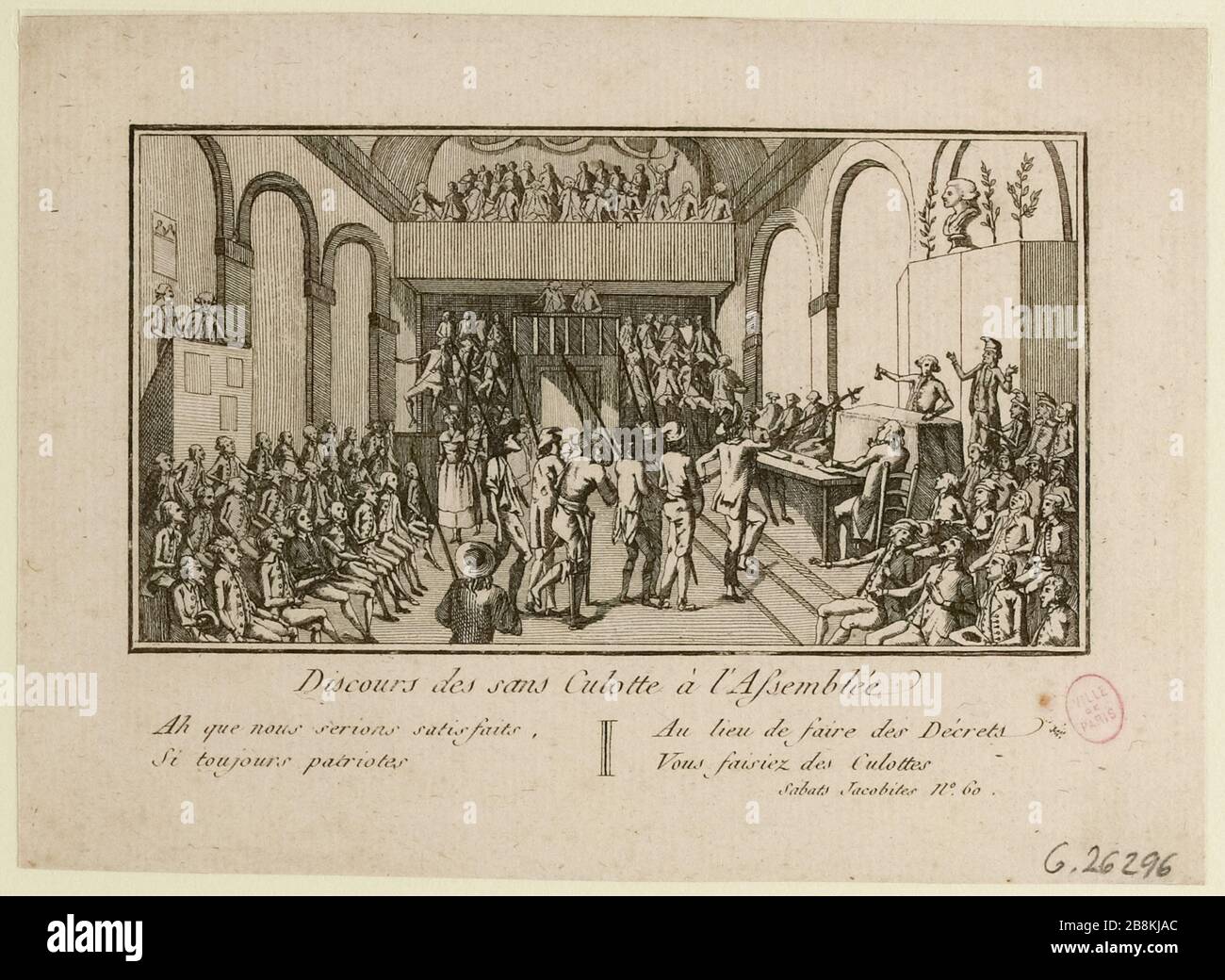 Entmutigt des Sans Culottes in der Afsemblée. (TI) Stockfoto