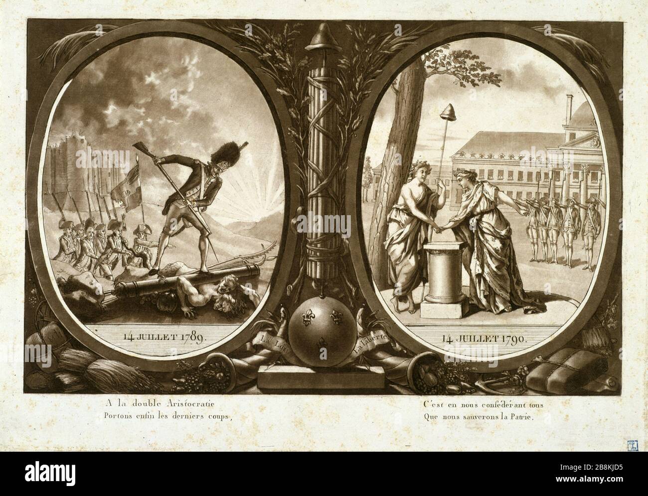 Juli 1789 - 1E Juli 1790 '14 Juillet 1789 - 14 Juillet 170-2'. Paris, musée Carnavalet. Stockfoto