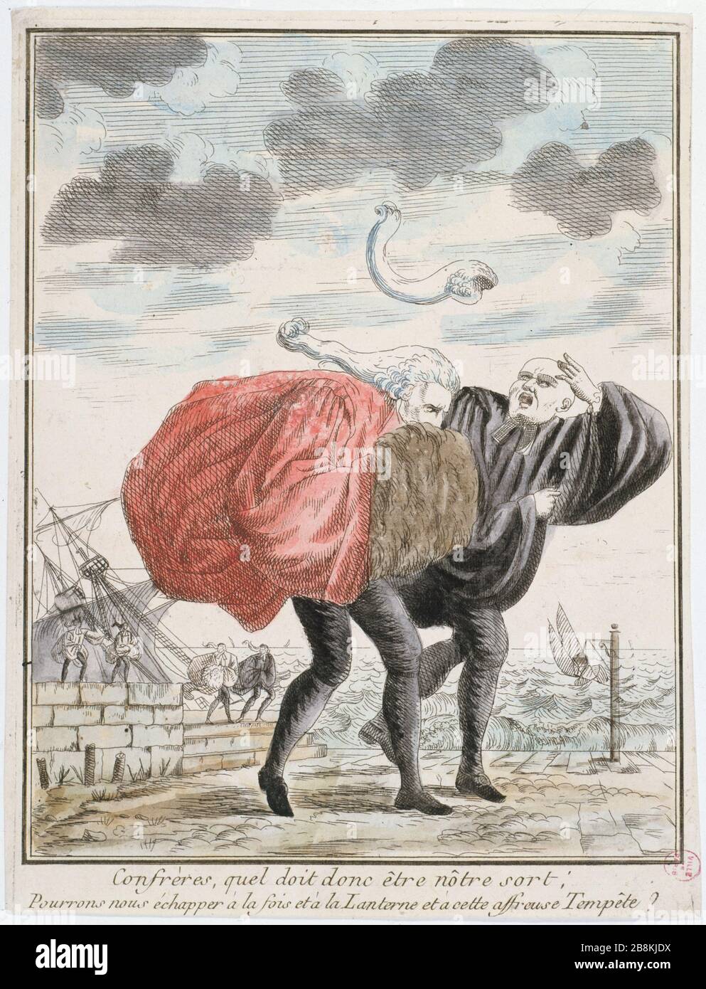 KOLLEGEN, WAS UNSER SCHICKSAL sein muss: WIR WERDEN DER ZEIT UND DER LATERNE ENTKOMMEN UND diese schreckliche "confrères, quel doit donc être nôtre sort: Pourrons nous échapper à la fois et à la lanterne et à cette affreuse tempête ?" stürmen. Paris, musée Carnavalet. Stockfoto