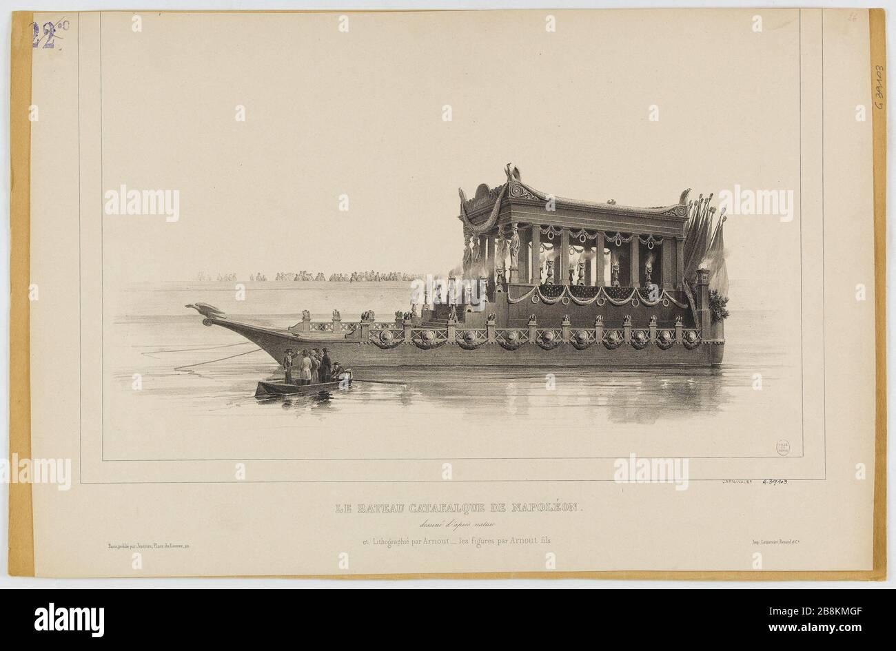 Napoléons Katafalqueboot Jules Arnout (Louis-Jules, 1814-1868). "Le bateau catafalque de Napoléon". Lithographie. Paris, musée Carnavalet. Stockfoto