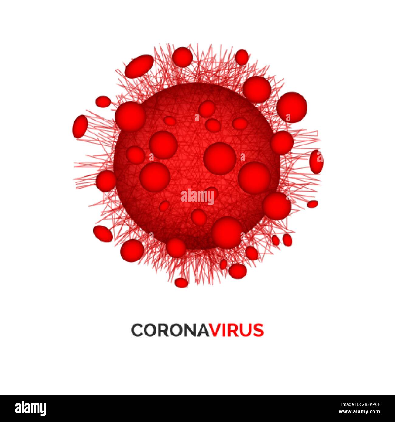 Rote Symbol Corona-Virus-Infektion. Warnung für Medikamente. Gefährliche Krankheitssymptome. Vektorgrafiken Stock Vektor
