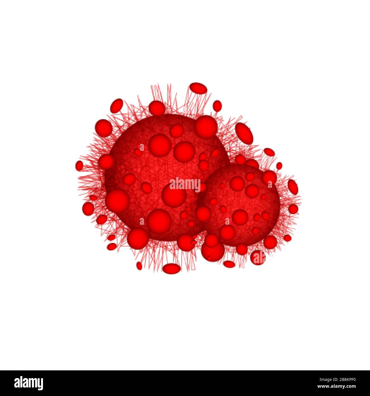 Roter Corona-Virus. Gefährliche Infektion oder Krankheit. Hintergrund der medizinischen Warnung. Vektorgrafiken isoliert auf weißem Hintergrund Stock Vektor