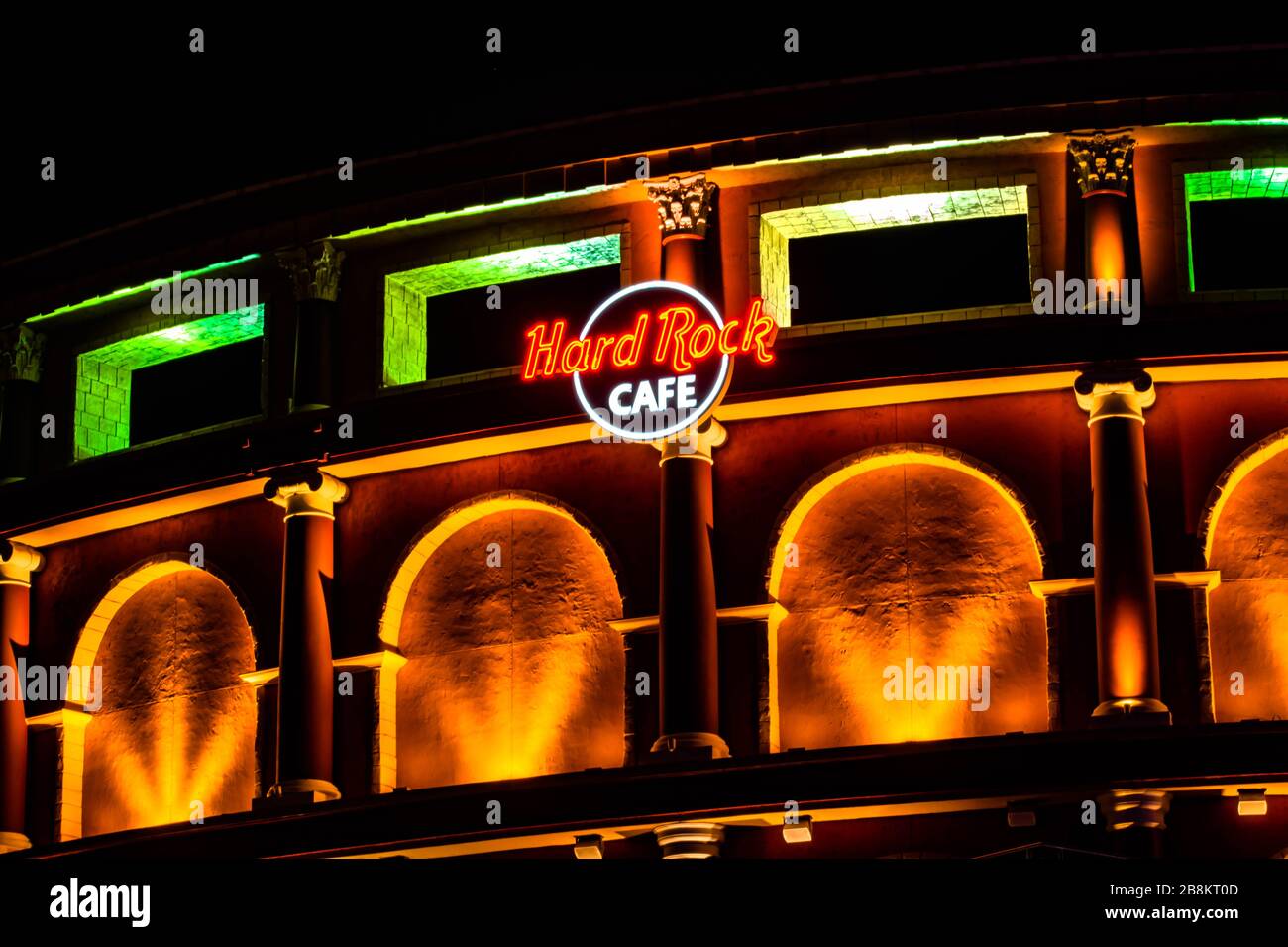 Orlando, Florida. Februar 2020. Draufsicht über Hard Rock Cafe im Universals Citywalk Stockfoto