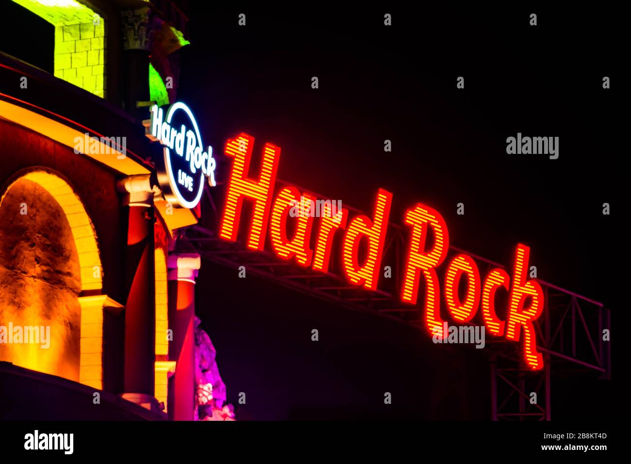 Orlando, Florida. Februar 2020. Draufsicht über Hard Rock Cafe im Universals Citywalk Stockfoto