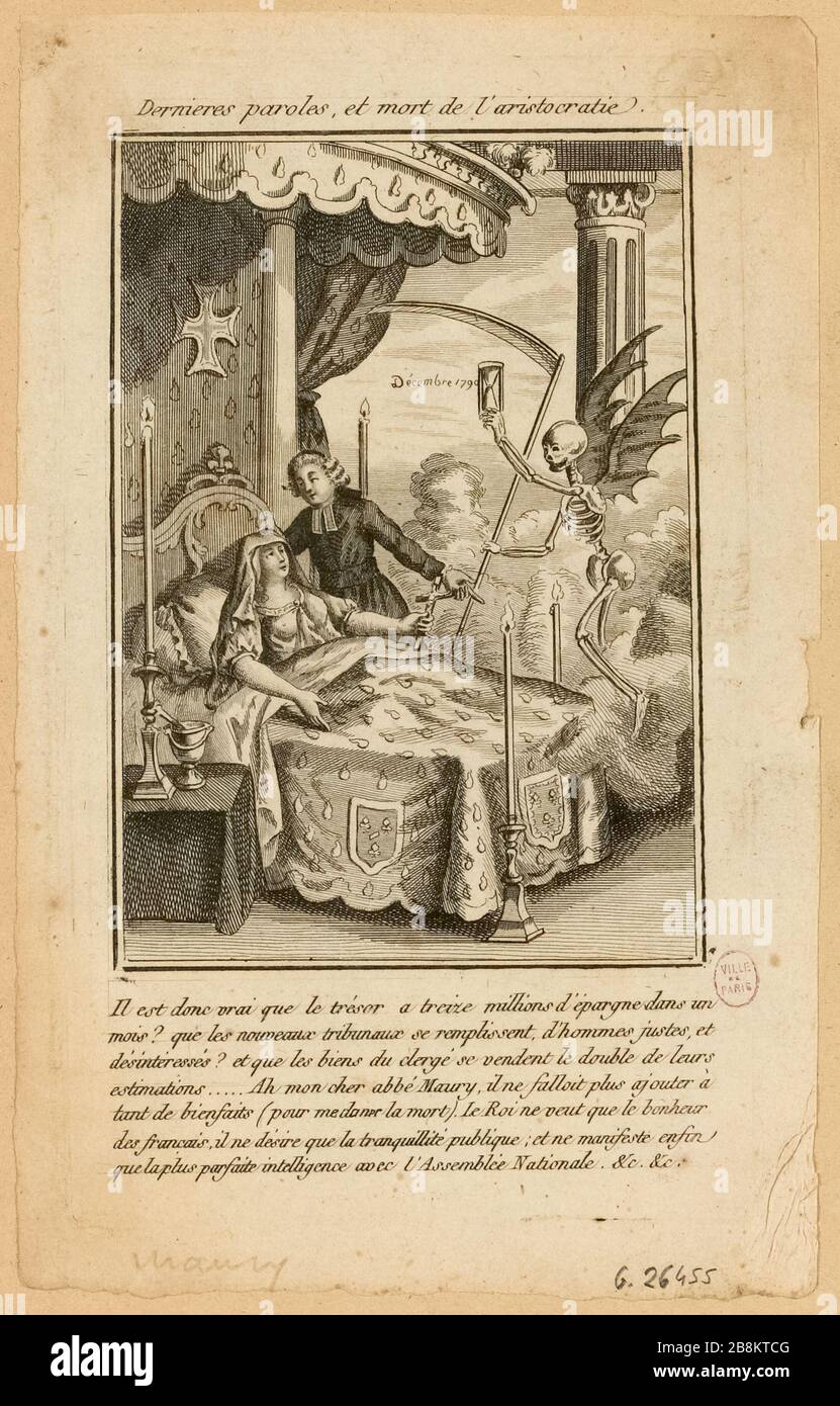 Letzte Worte und der Tod der Aristokratie. (IT) Stockfoto