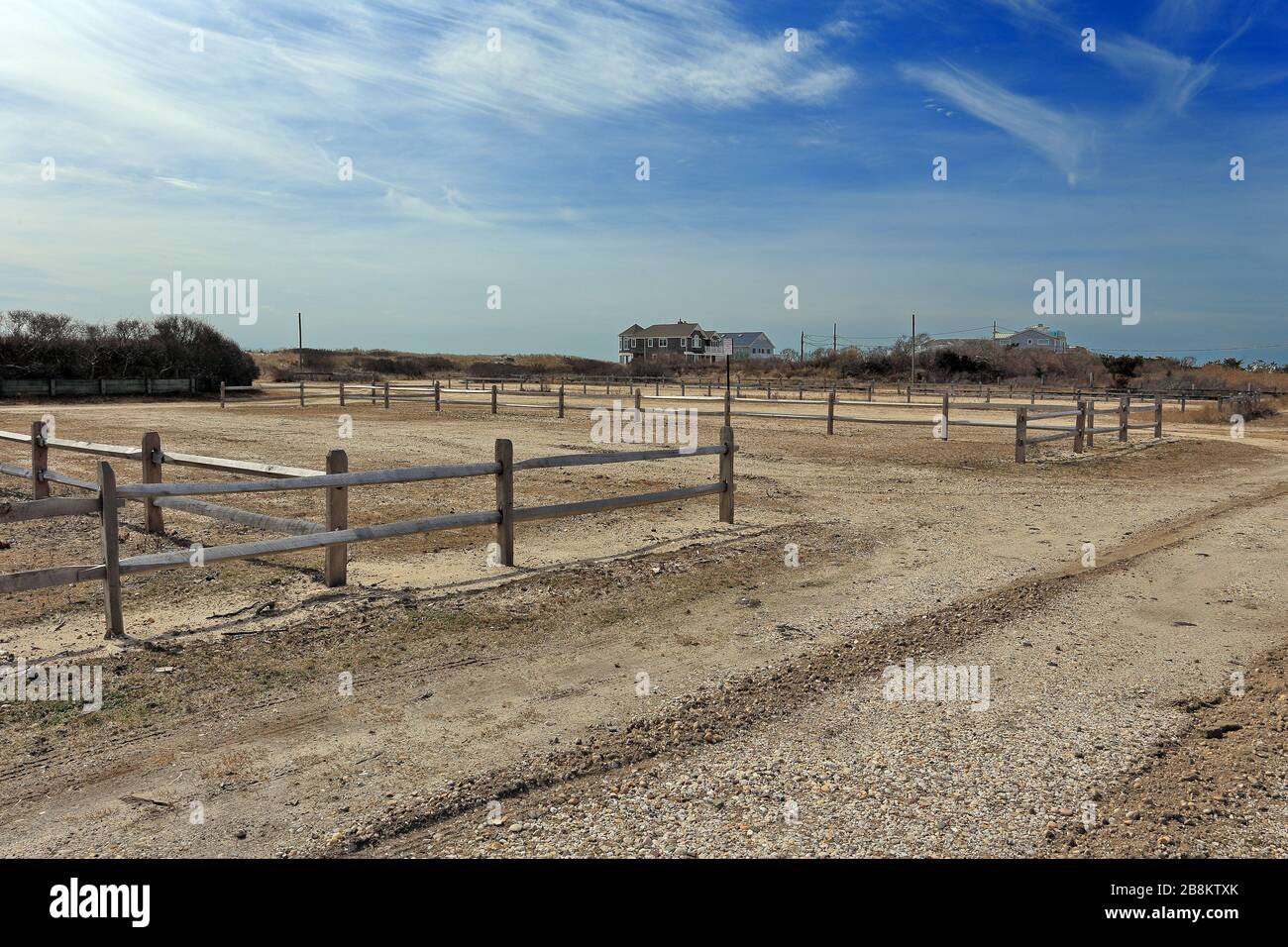 Leerer Strandparkplatz Long Island New York Stockfoto