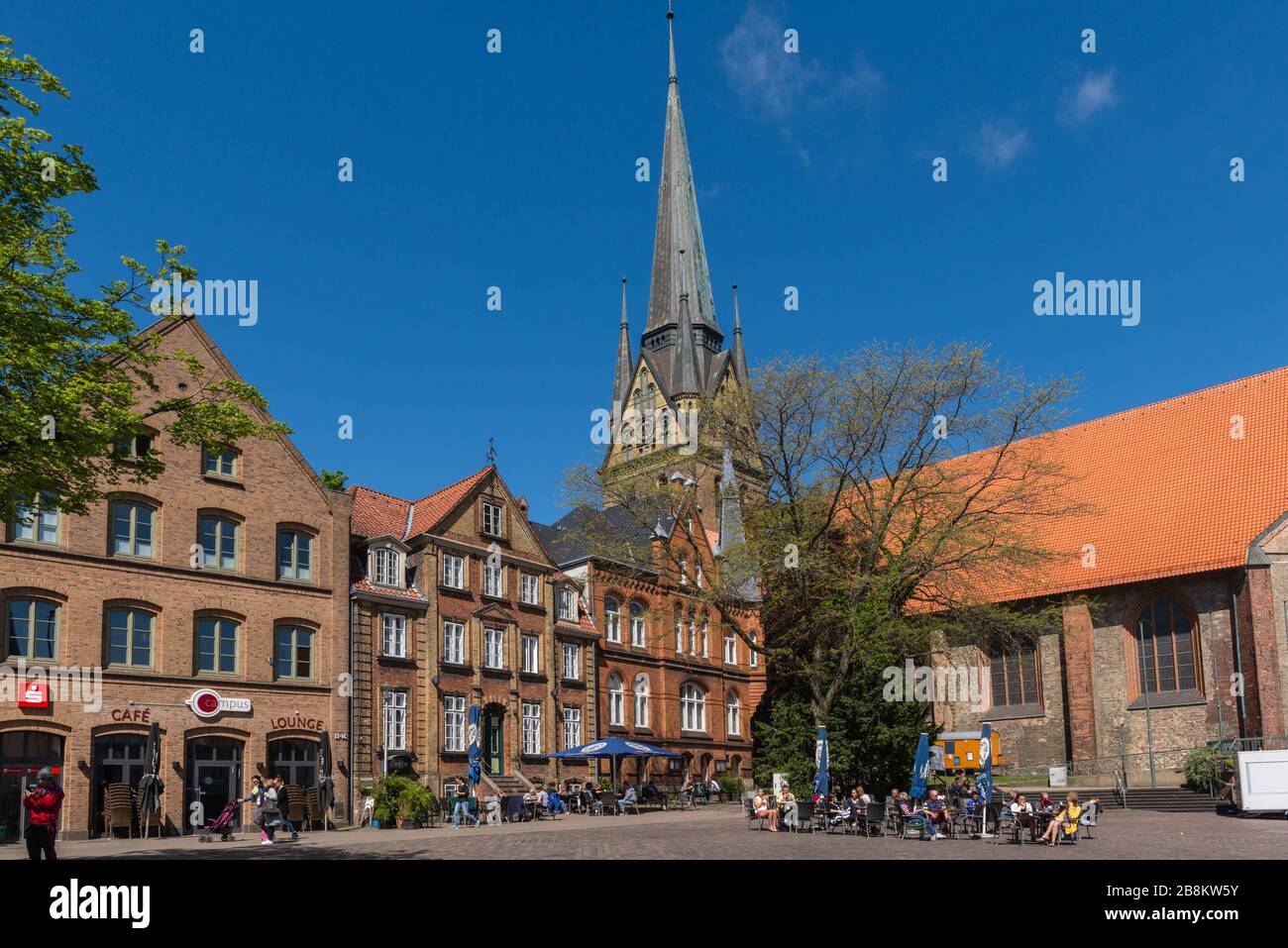 Südermarkt oder Südmarkt, Stadt Flensburg an der Flenburger Förde, Grenzstadt zu Dänemark, Schleswig-Holstein, Norddeutschland, Mitteleuropa, Stockfoto