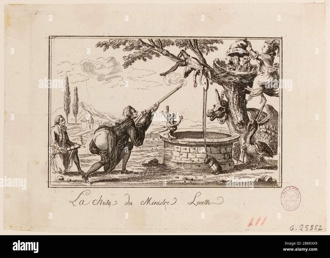 Der Sturz des Ministers Linnet. (IT) Stockfoto