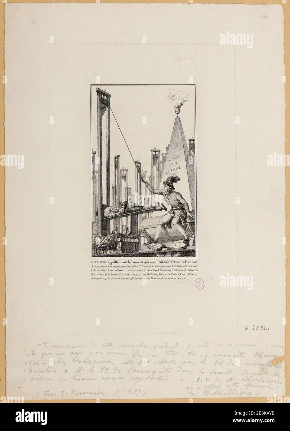 Rosbespierre guillotinant bourreau, der Franzose, nachdem er guillot [r] ganz Französisch gemacht hatte. (TI) Stockfoto