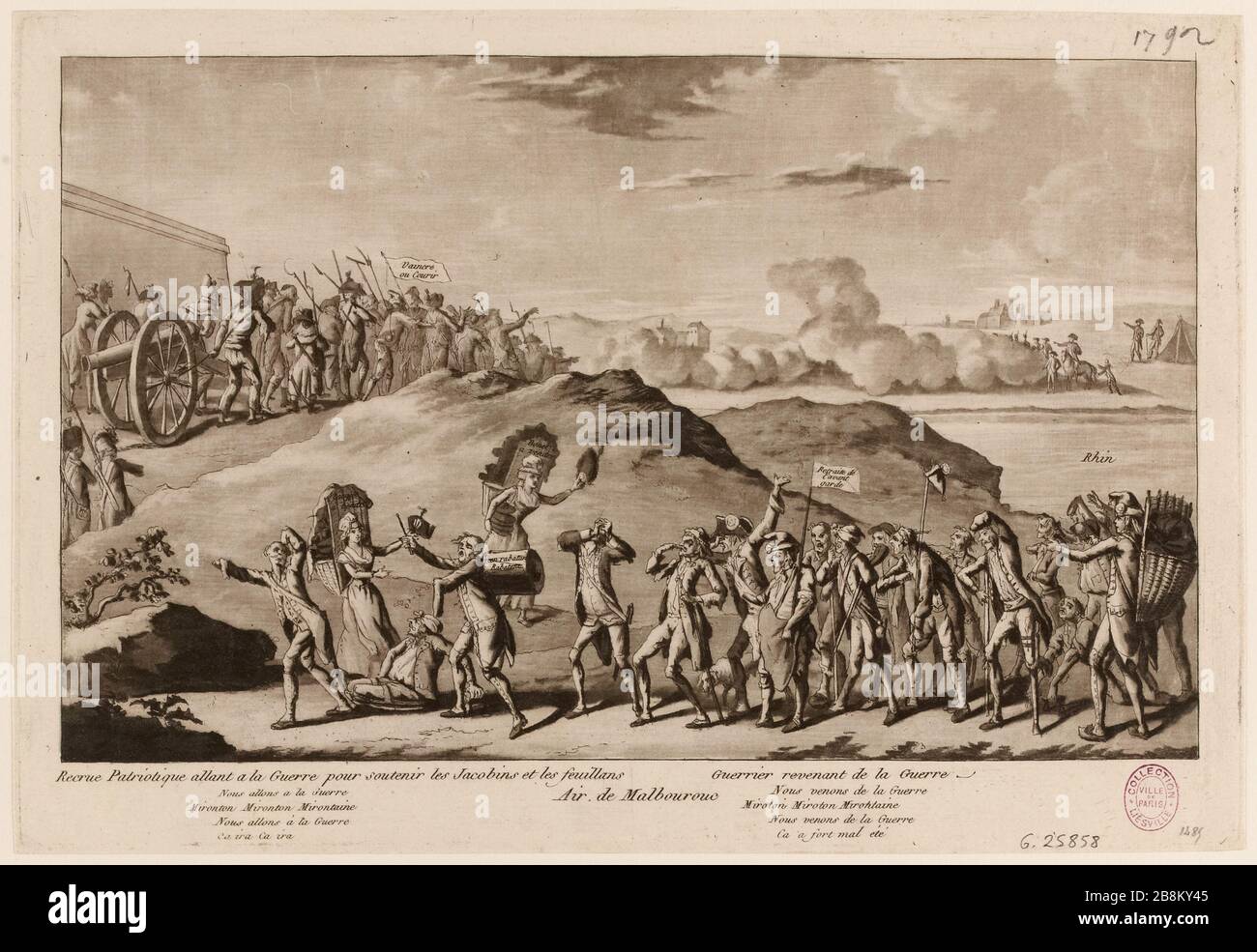 Der Rookie Patriotic war für die Jakobiner und die Feuillants da. Krieger, der aus dem Krieg zurückkehrt. (IT) Stockfoto