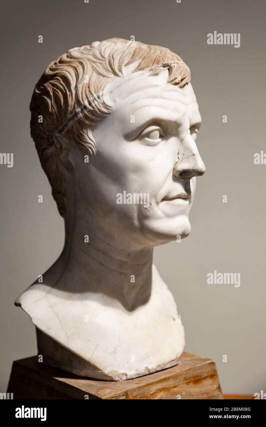 Römische Marmorbüste, Herculaneum, Kampanien, Italien. Stockfoto