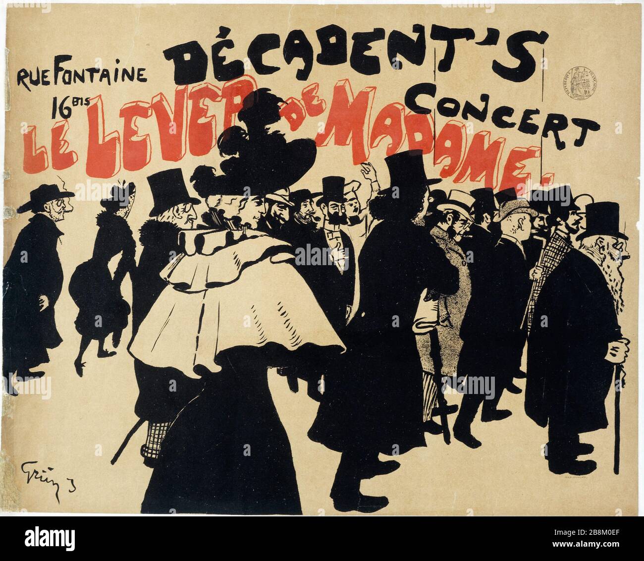 DEKADENTES KONZERT, DER AUFSTIEG VON MADAME Jules Alexandre Grün (1860-1938). Décadents Konzert "Le Lever de Madame". Affiche. Lithographie couleur, entre 1895 und 1900. Paris, musée Carnavalet. Stockfoto