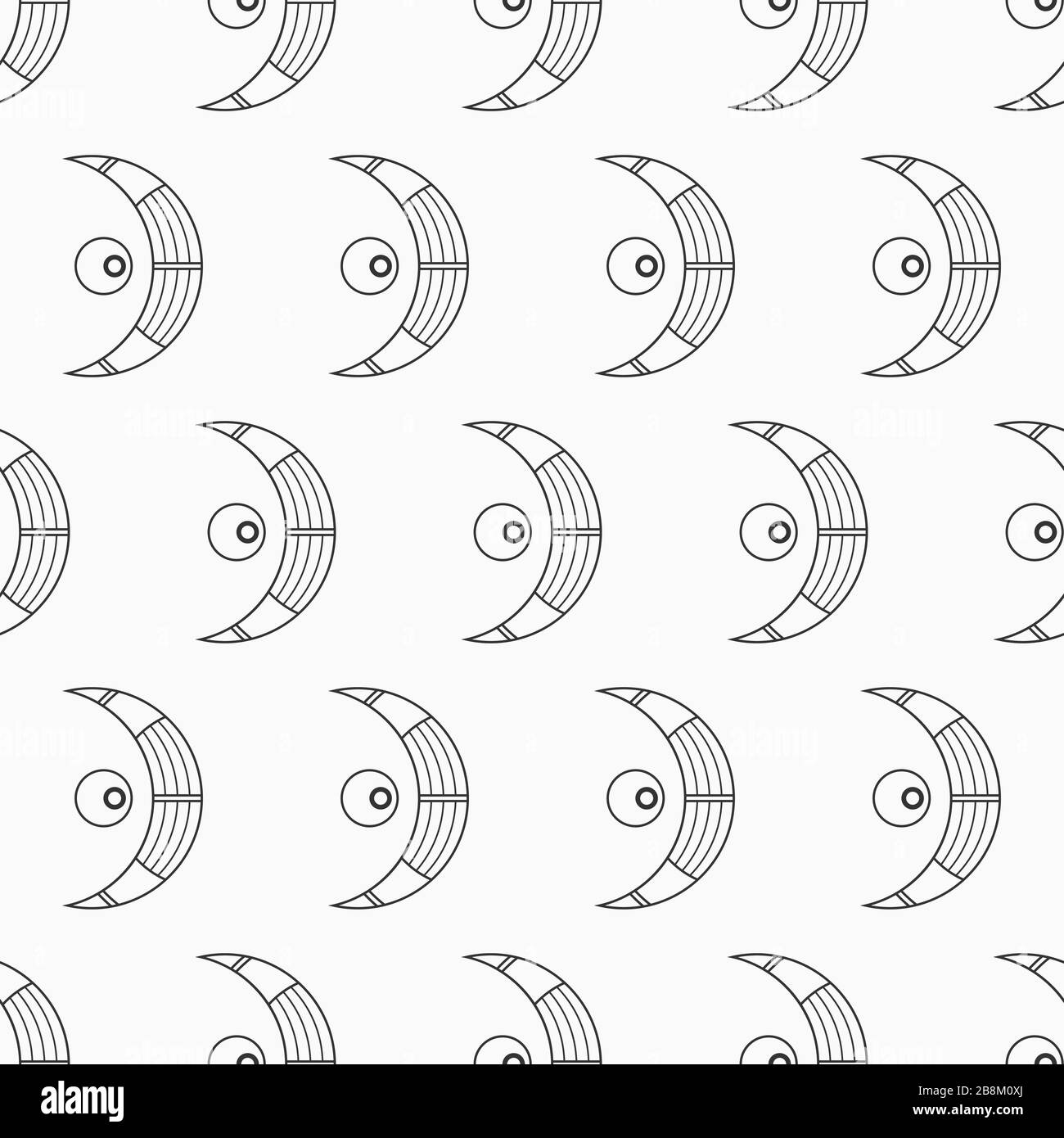 Abstraktes Muster von nahtlosen, heiligen geometrischen Symbolen. Moderne, elegante Textur. Linearer Stil. Vektor monochromer Hintergrund. Stock Vektor