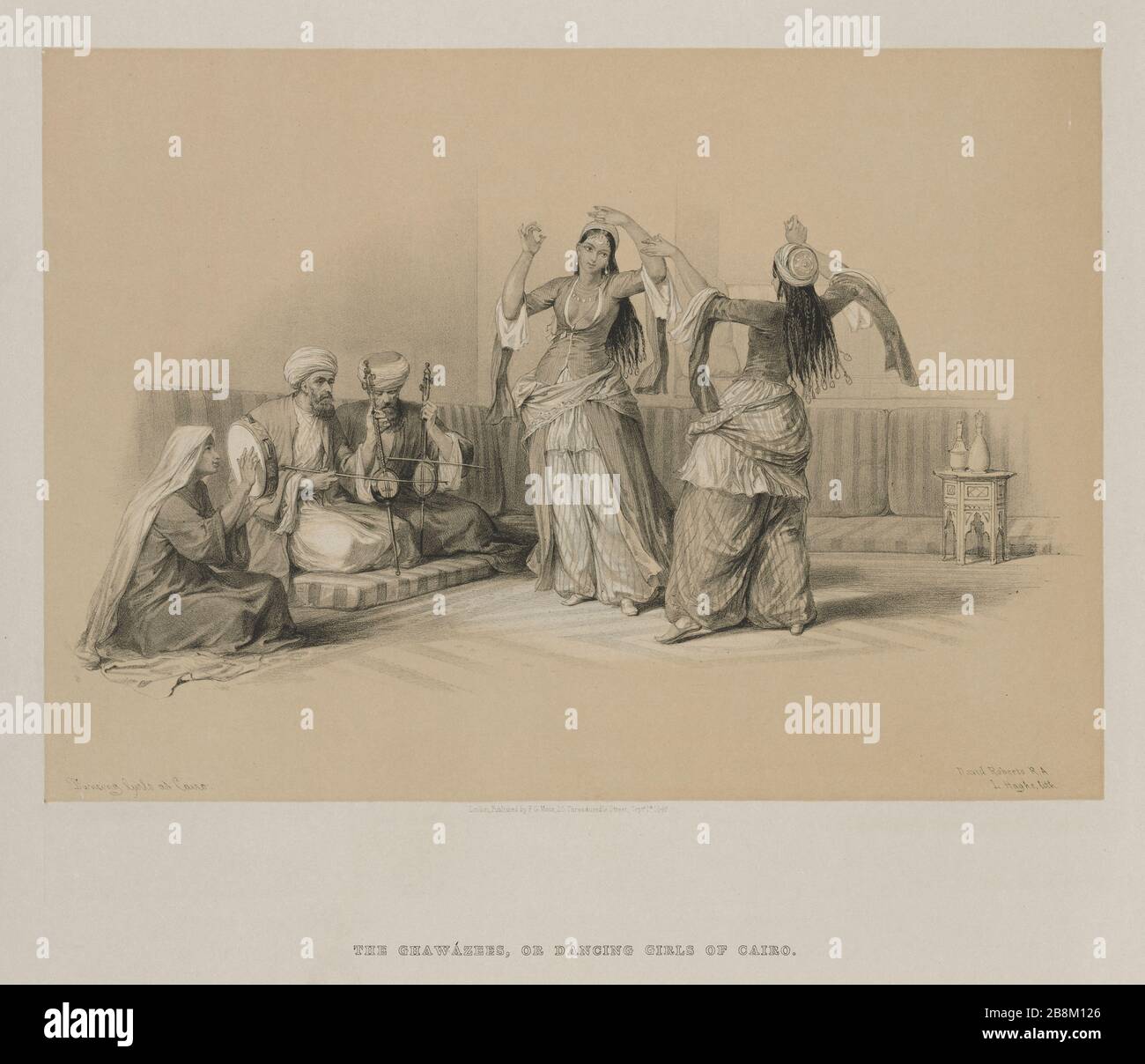 Ägypten und Nubien, Band III: Tanzende Mädchen in Kairo, 1849. Louis Haghe (Britisch, 1806-1885), nach David Roberts (Britisch, 1796-1864). Farblithograph Stockfoto