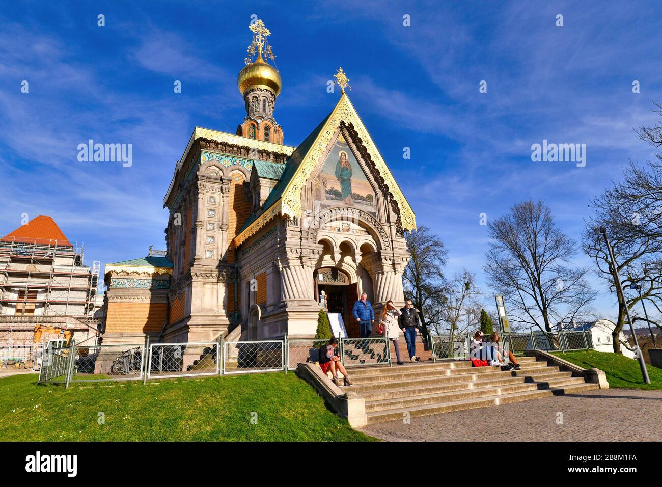 Darmstadt-Deutschland - die russische Kapelle, die als St. Maria-Magdalena-Kapelle bekannt ist, eine historische russische Wiederbelebung der orthodoxen Kirche Stockfoto